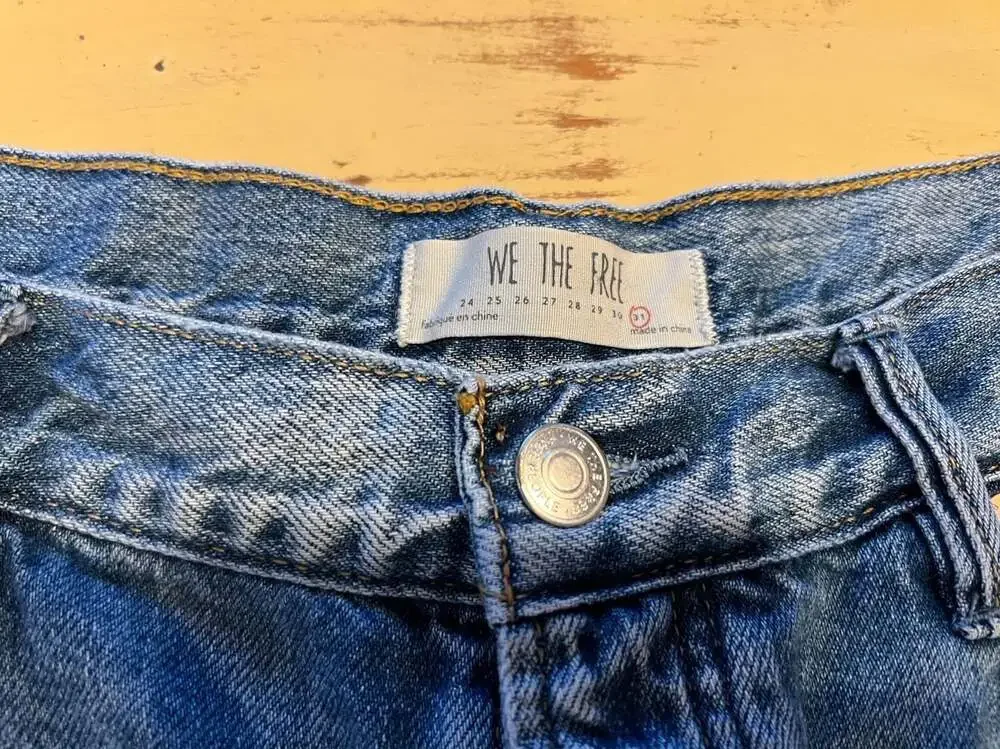 We The Free by Free People Distressed High-Rise Cut-Off Denim Shorts - Picture 2 of 3